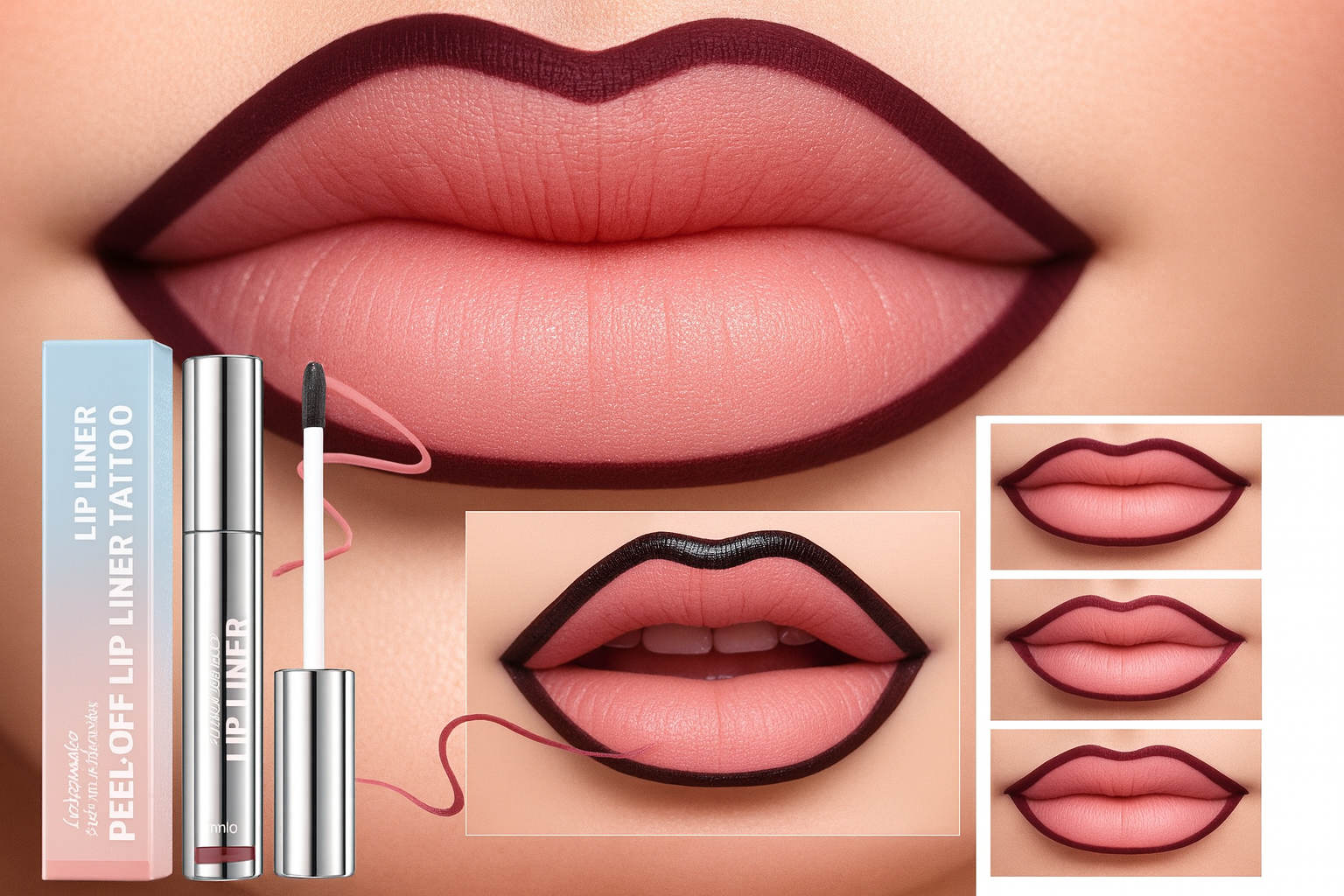 Peel-Off Waterproof Lip Liner Set – Long-Lasting Matte Lip Tint & Contour Stain