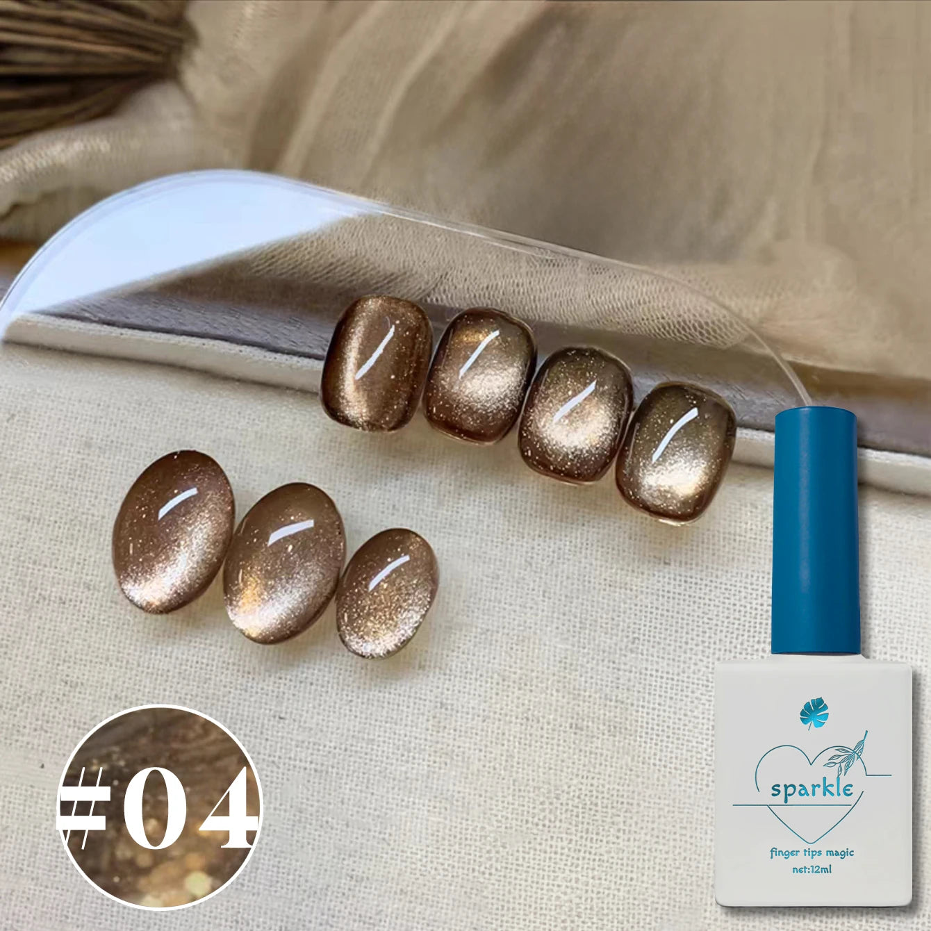 1/6PCS SS25 Cat Eye Gel Polish w/Glass Beads & Crystal, 5 Colors Salon DIY Nail Supplies Kit for Pro Nails Manicure