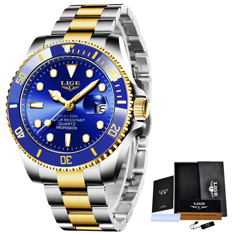 Men’s Luxury Diver Watch – Waterproof Steel Quartz Watch