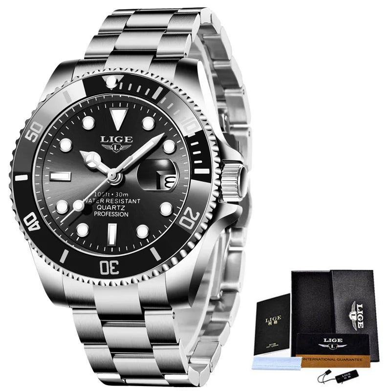 Men’s Luxury Diver Watch – Waterproof Steel Quartz Watch