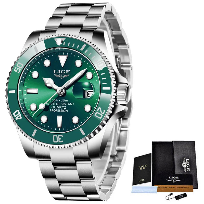 Men’s Luxury Diver Watch – Waterproof Steel Quartz Watch