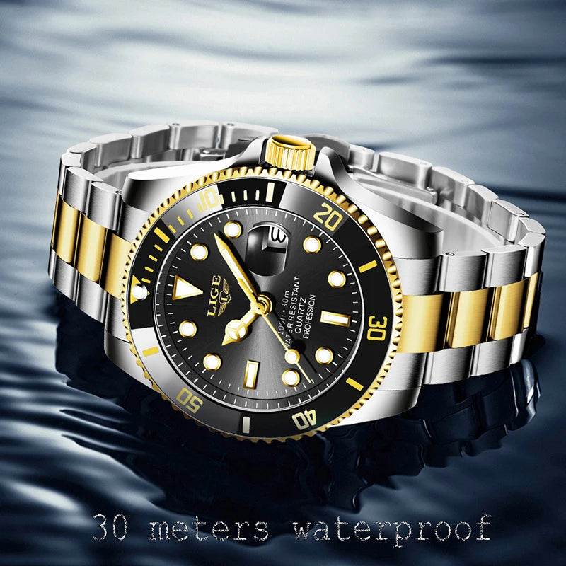 Men’s Luxury Diver Watch – Waterproof Steel Quartz Watch