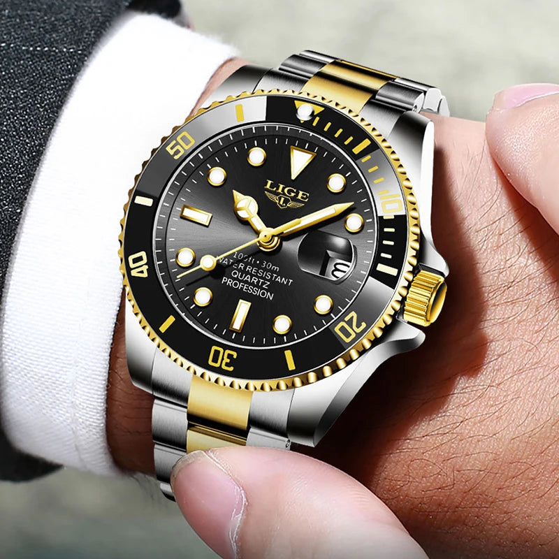 Men’s Luxury Diver Watch – Waterproof Steel Quartz Watch