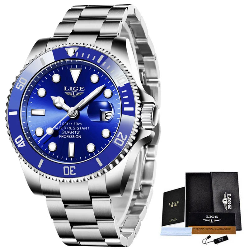 Men’s Luxury Diver Watch – Waterproof Steel Quartz Watch