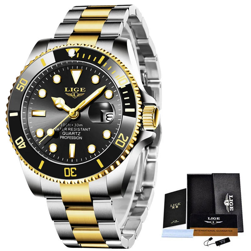 Men’s Luxury Diver Watch – Waterproof Steel Quartz Watch