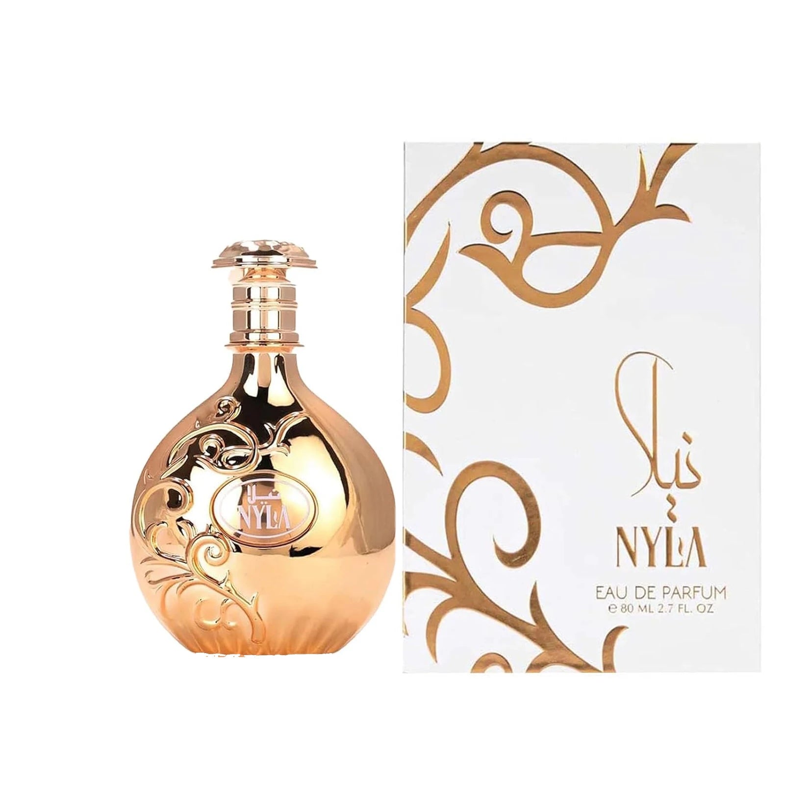Nyla Vani-Elle Eau de Parfum 80ml bottle with matching white and gold box
