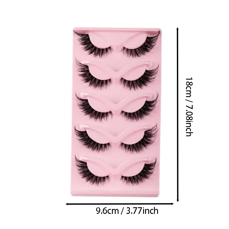 5 Pairs Cat Eye Faux-Mink Lashes – Long, Winged & Volumising