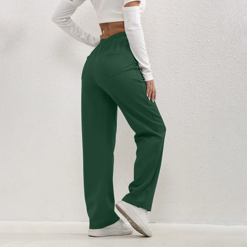 High Waist Straight-Leg Button Trousers