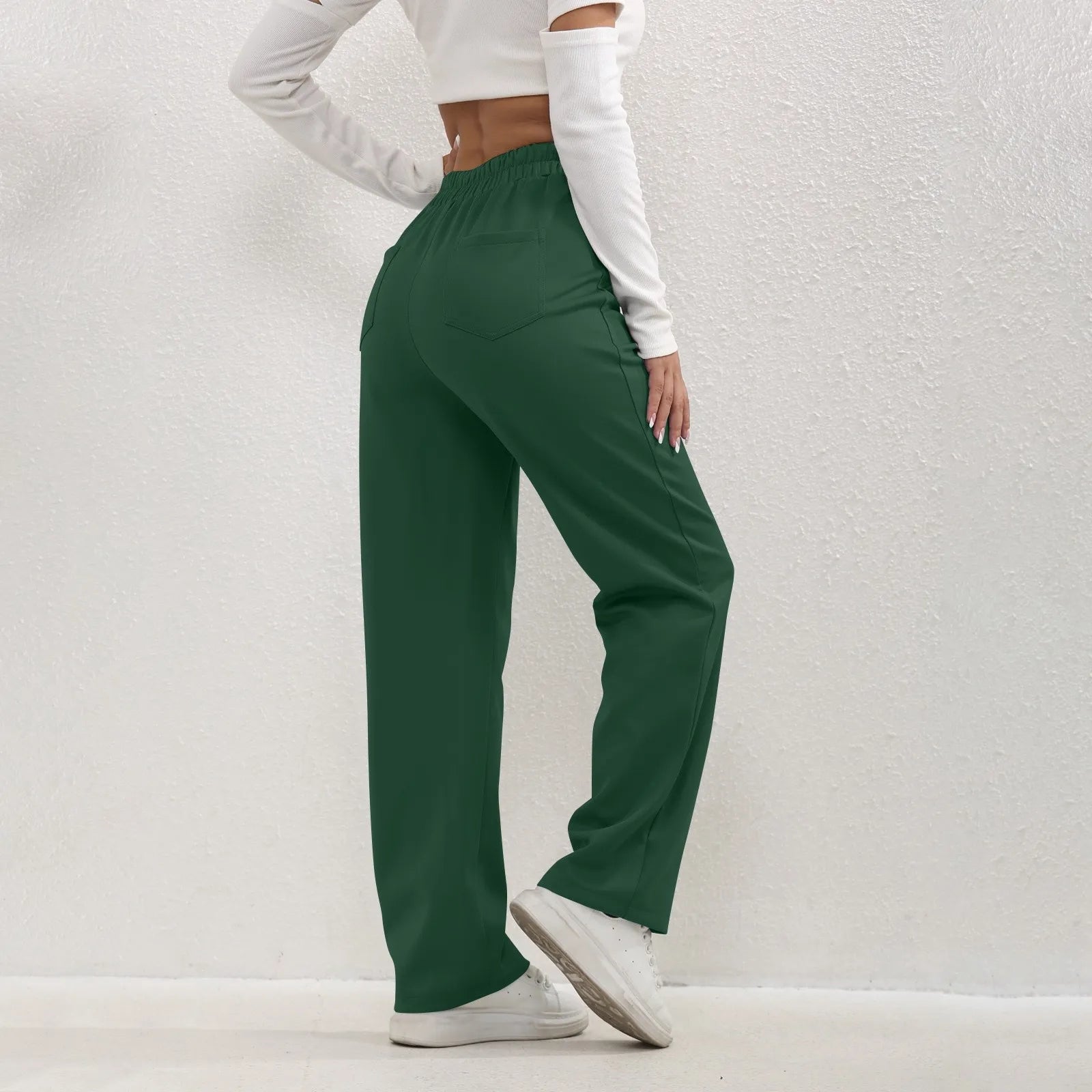 High Waist Straight-Leg Button Trousers
