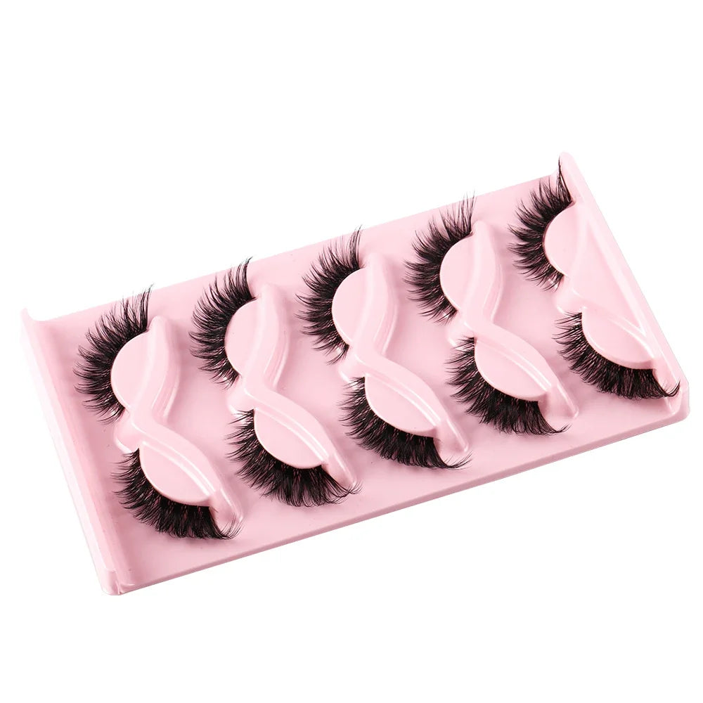 5 Pairs Cat Eye Faux-Mink Lashes – Long, Winged & Volumising