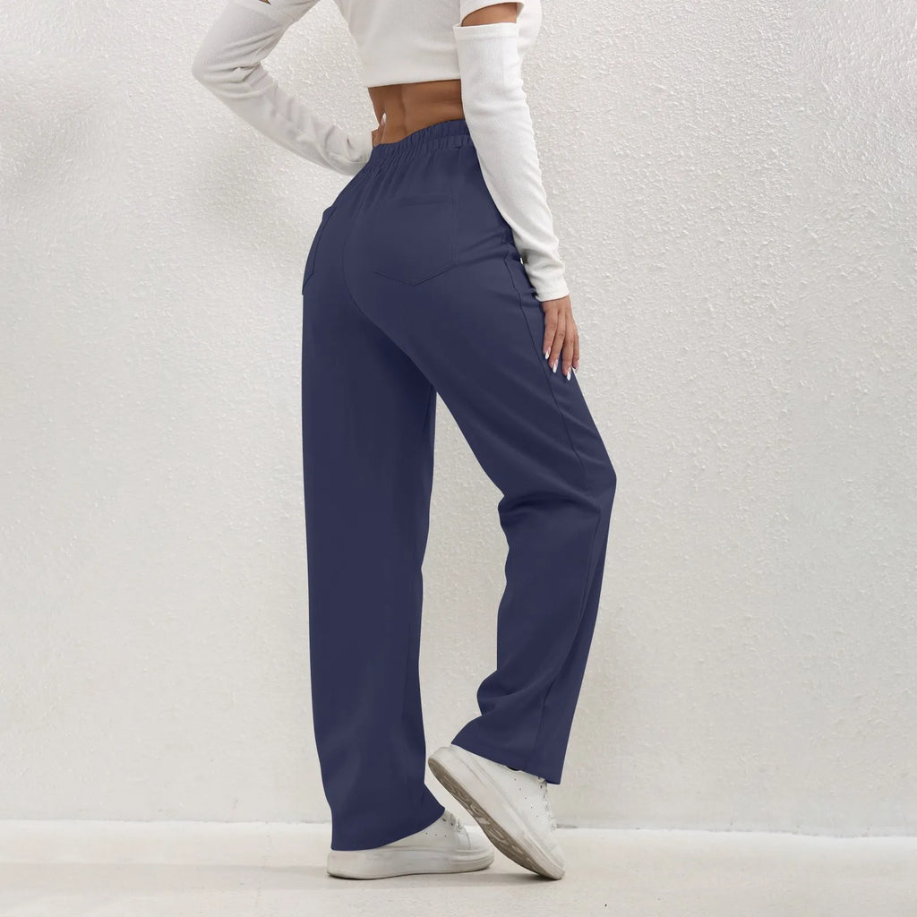 High Waist Straight-Leg Button Trousers
