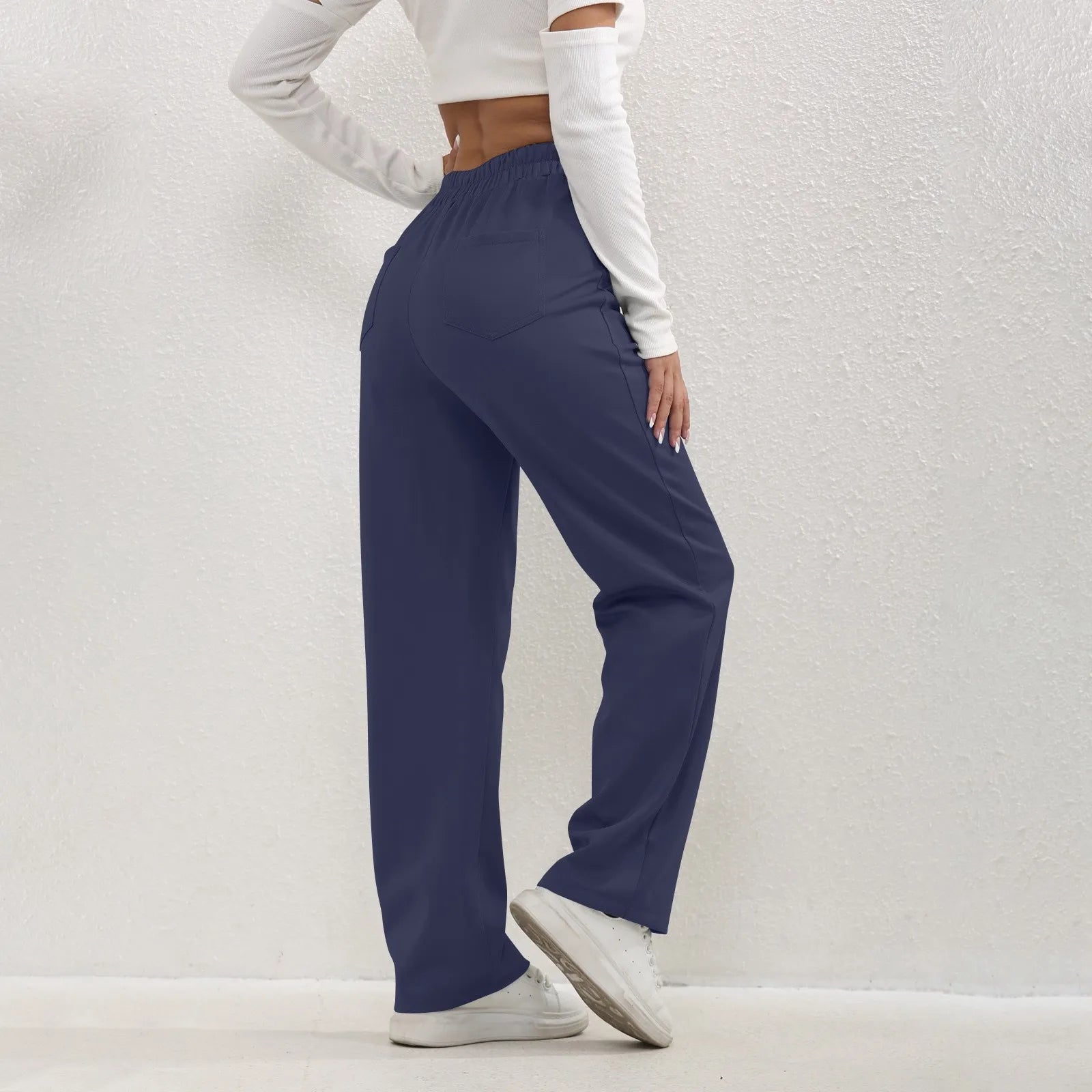 High Waist Straight-Leg Button Trousers