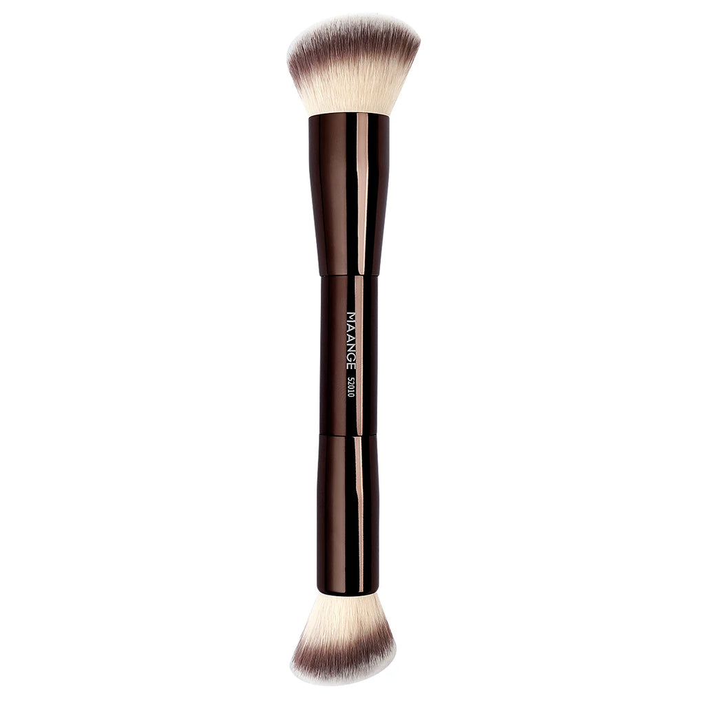 Soft double-head makeup brush for foundation, powder, blush and bronzer