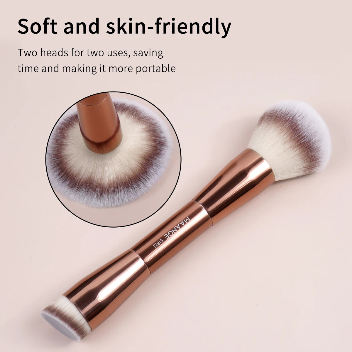 Double-Head Makeup Brush – Foundation, Powder & Blush