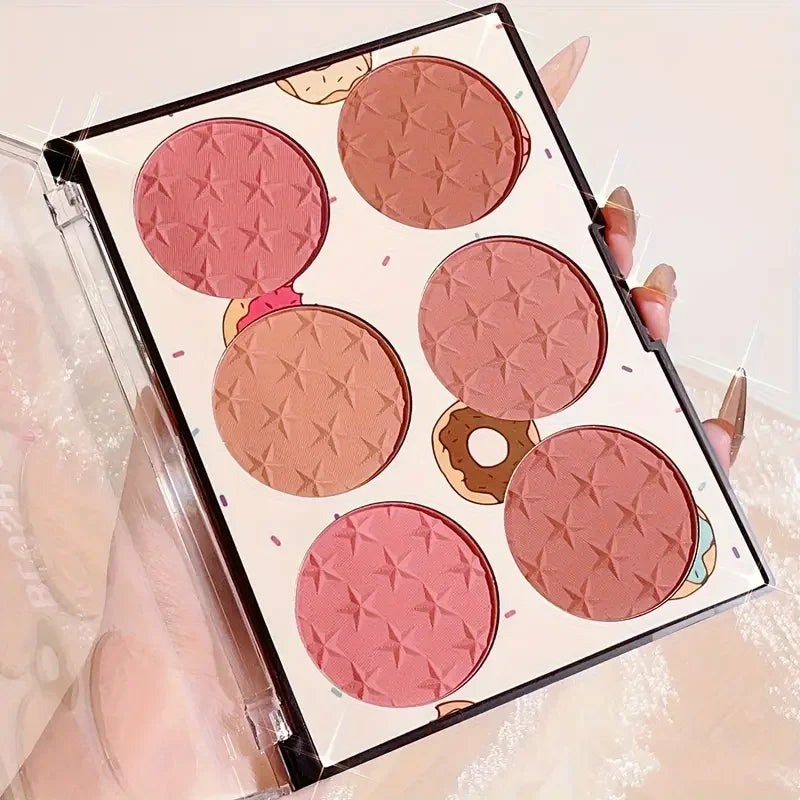 6-Colour Matte Blush Palette – High Pigment, Long-Lasting Natural Finish