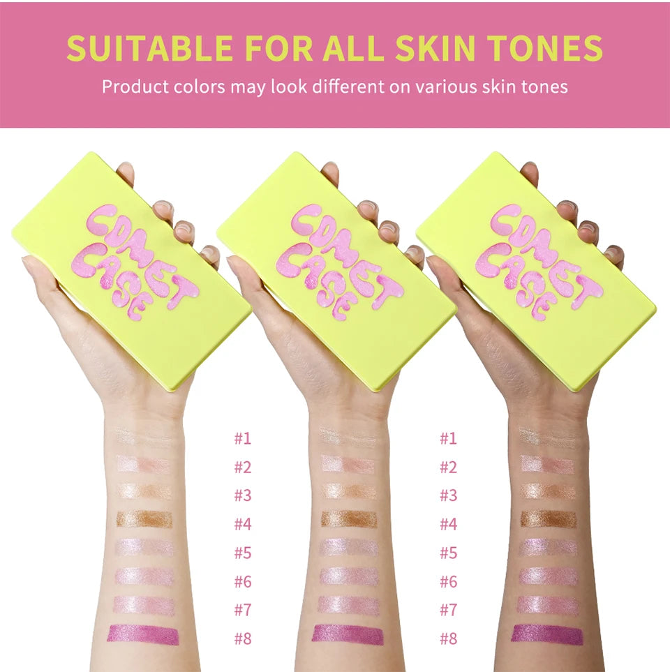 Cream Highlighter Palette – 8-Shade Glow Set for Face & Eyes