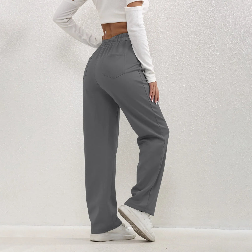 High Waist Straight-Leg Button Trousers