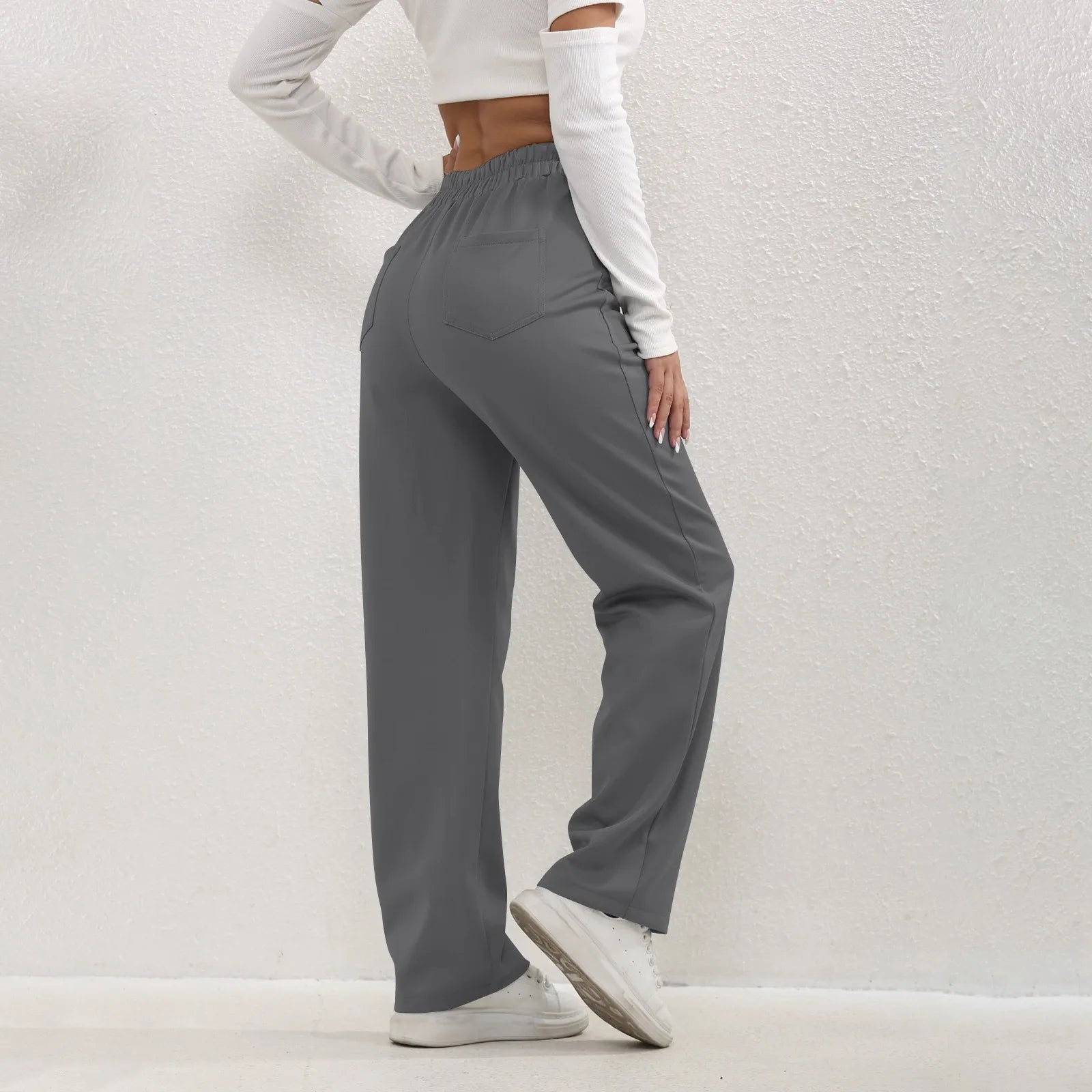 High Waist Straight-Leg Button Trousers