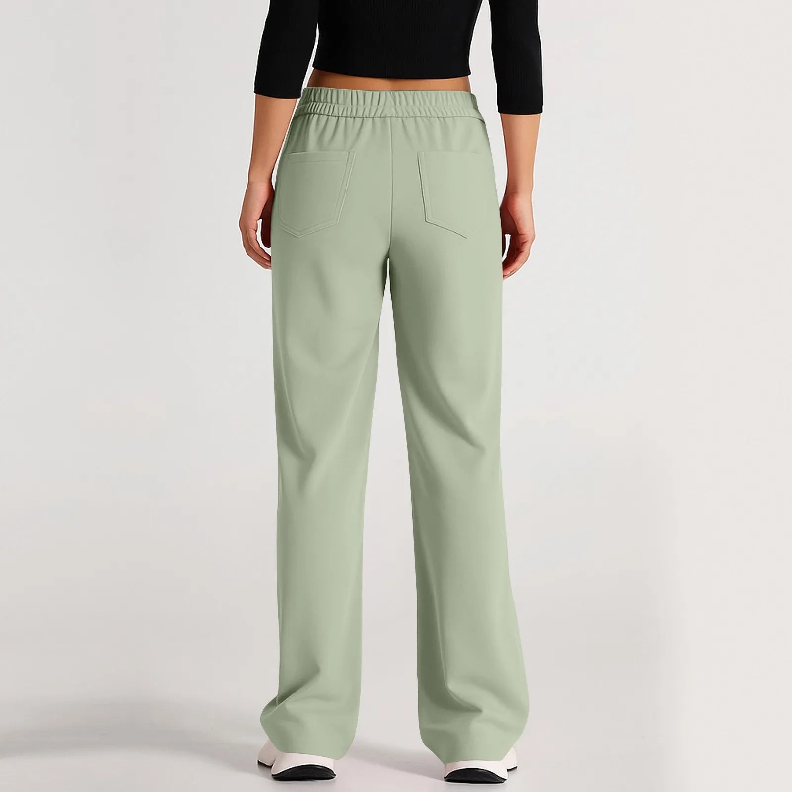 High Waist Straight-Leg Button Trousers