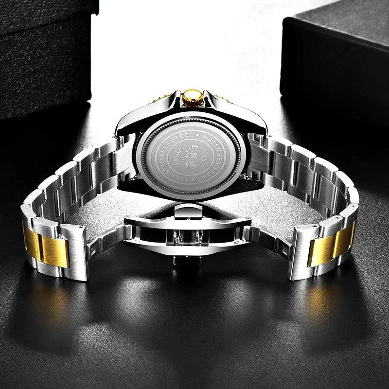 Men’s Luxury Diver Watch – Waterproof Steel Quartz Watch