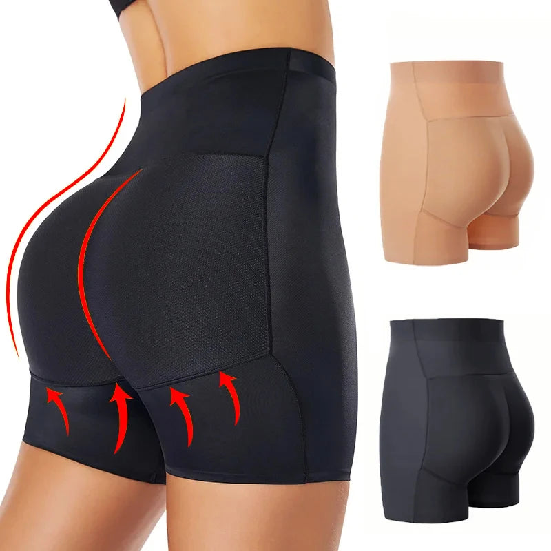 High-Waist Padded Butt-Lifter Shapewear Shorts – Women’s Slimming Body Shaper