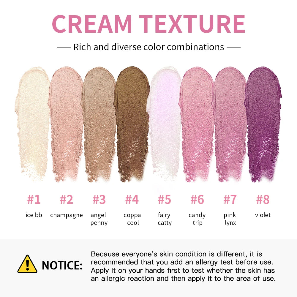 Cream Makeup Palette – High-Gloss Nude & Pink Shades (Matte + Shimmer)