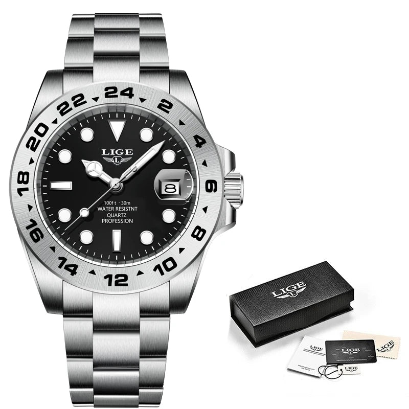 Men’s Luxury Diver Watch – Waterproof Steel Quartz Watch