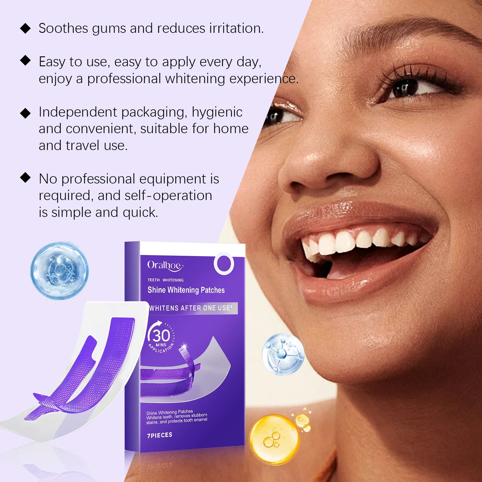 Purple Teeth Whitening Strips – Brighten & Remove Stains | Gentle, Anti-Sensitivity Formula