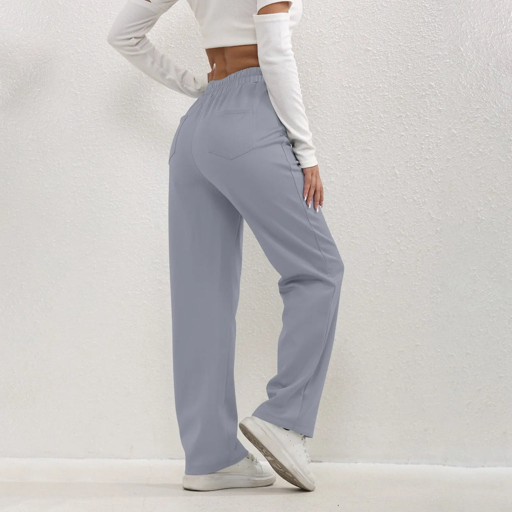 High Waist Straight-Leg Button Trousers