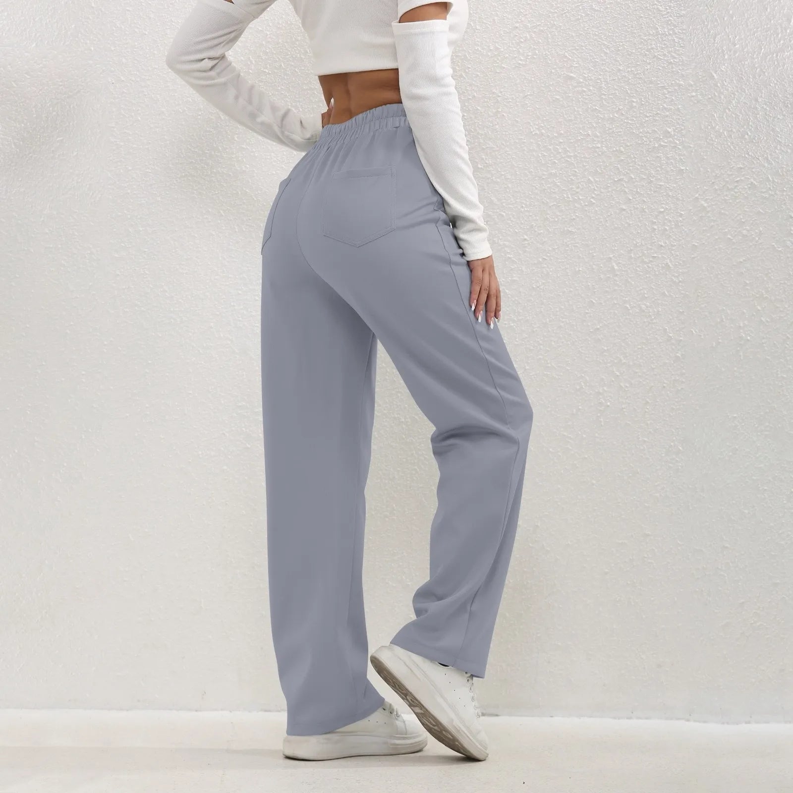 High Waist Straight-Leg Button Trousers