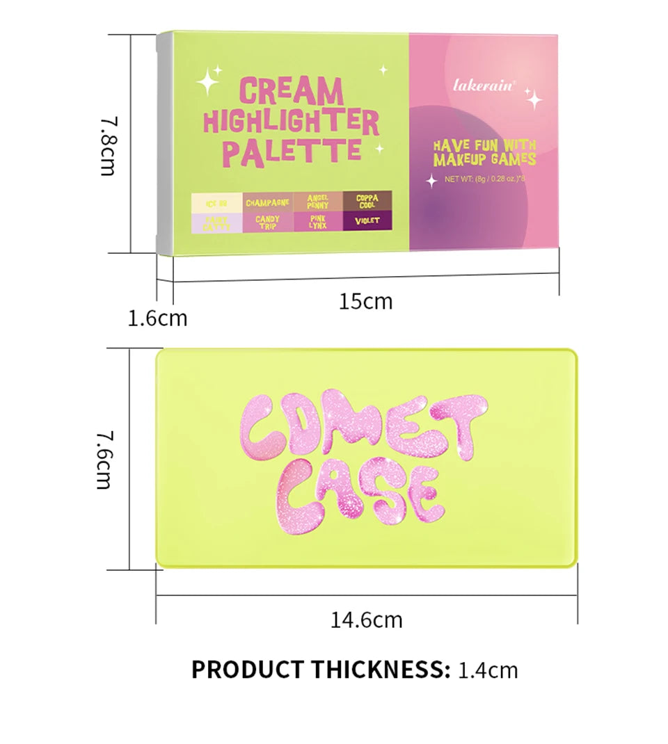 Cream Highlighter Palette – 8-Shade Glow Set for Face & Eyes