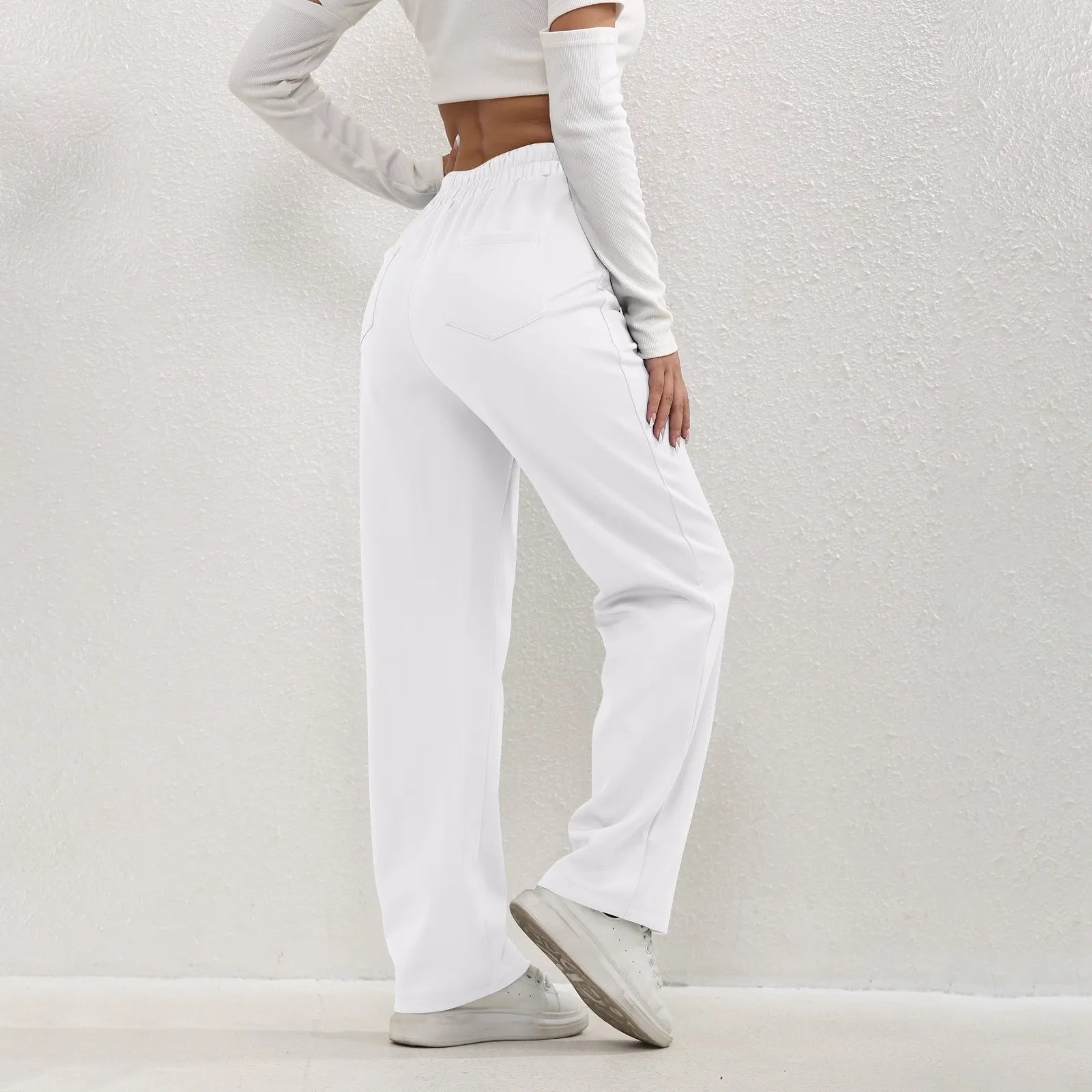 High Waist Straight-Leg Button Trousers