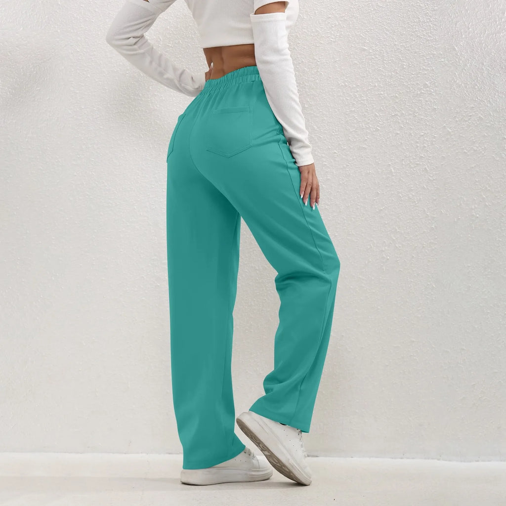 High Waist Straight-Leg Button Trousers