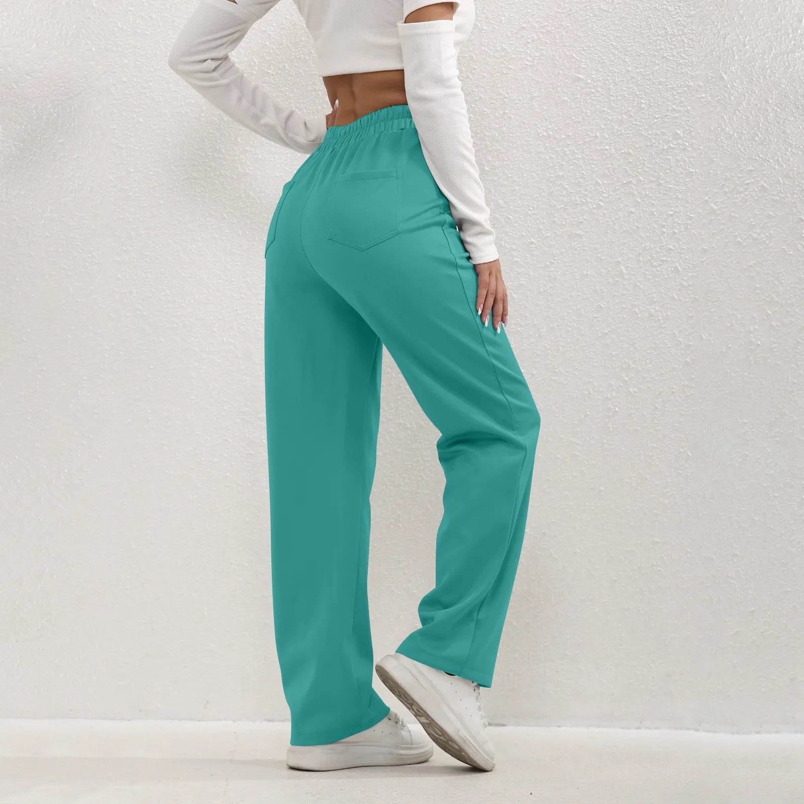 High Waist Straight-Leg Button Trousers