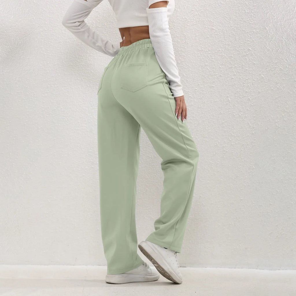 High Waist Straight-Leg Button Trousers