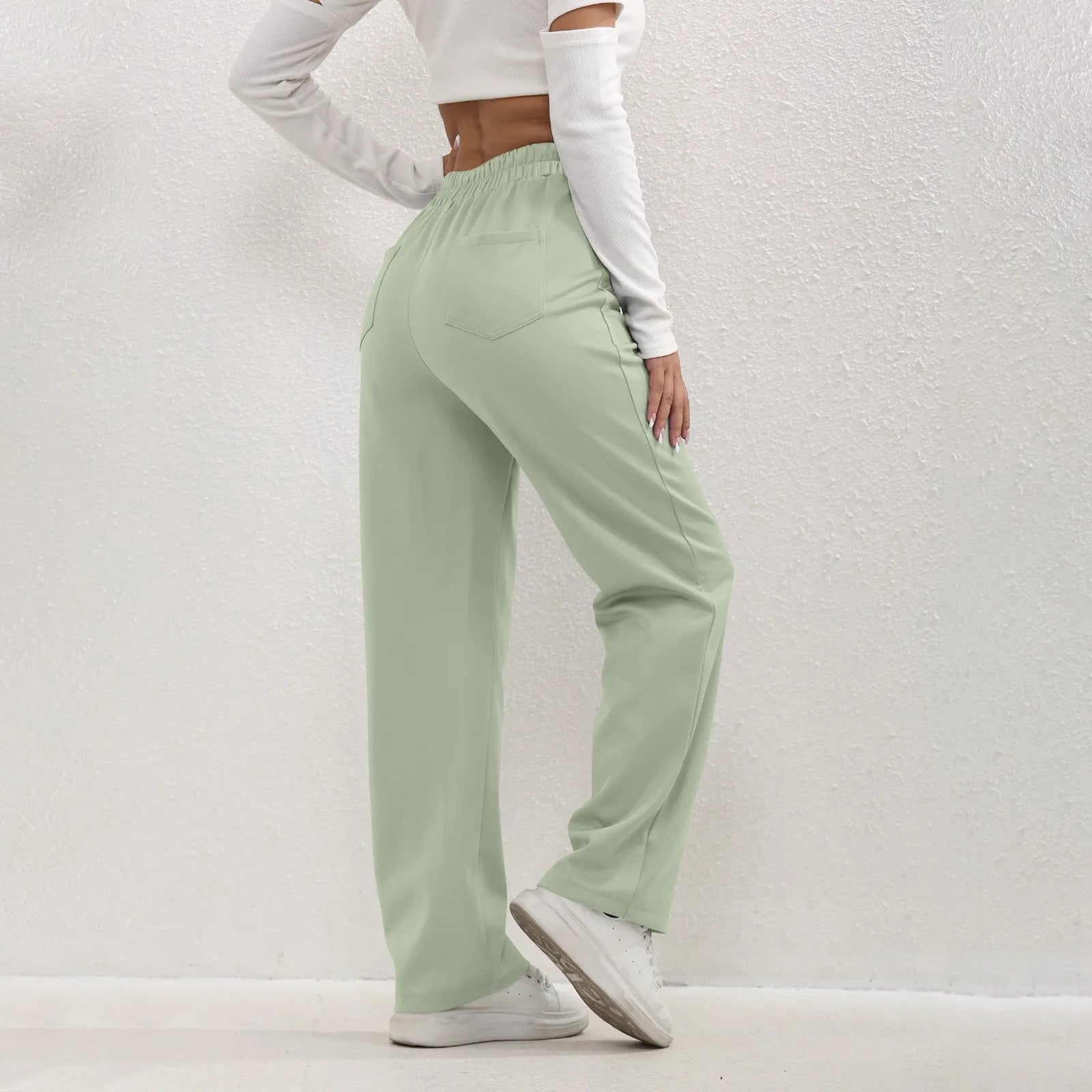 High Waist Straight-Leg Button Trousers