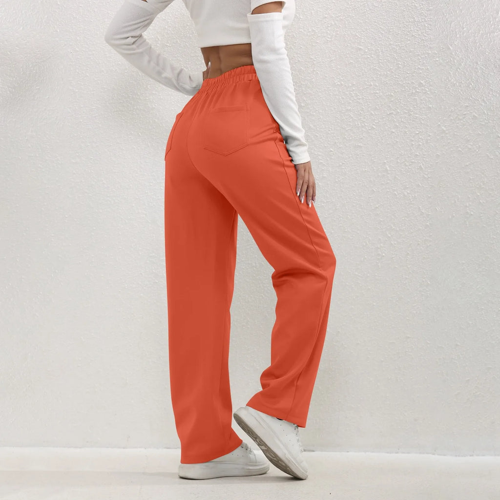 High Waist Straight-Leg Button Trousers