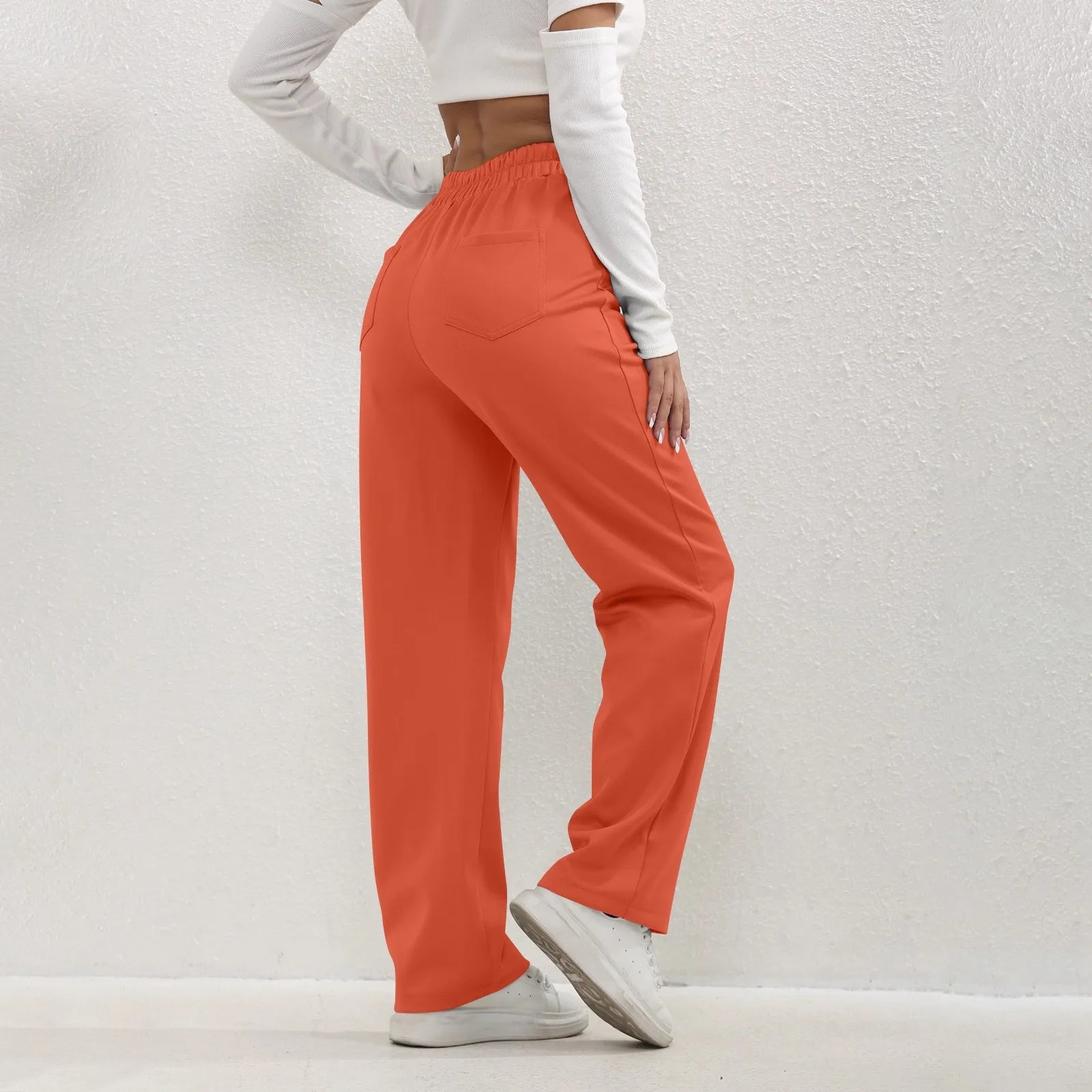 High Waist Straight-Leg Button Trousers