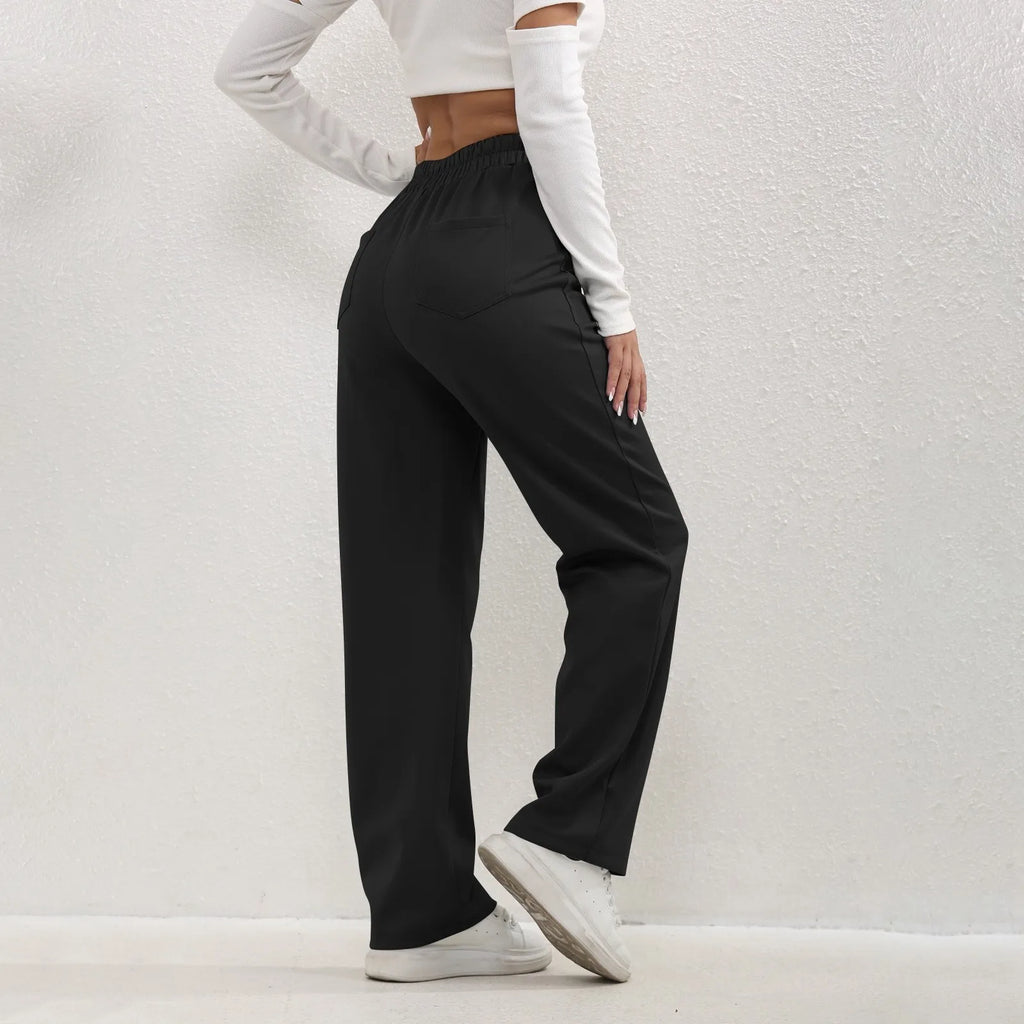 High Waist Straight-Leg Button Trousers