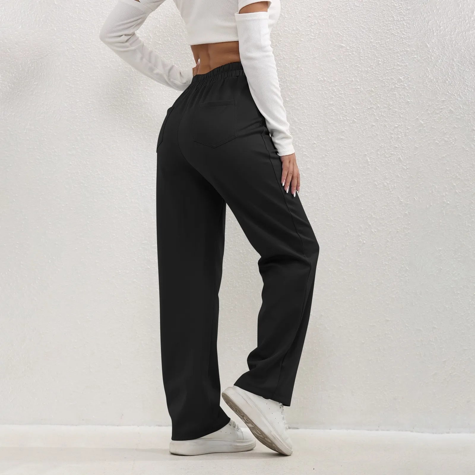 High Waist Straight-Leg Button Trousers