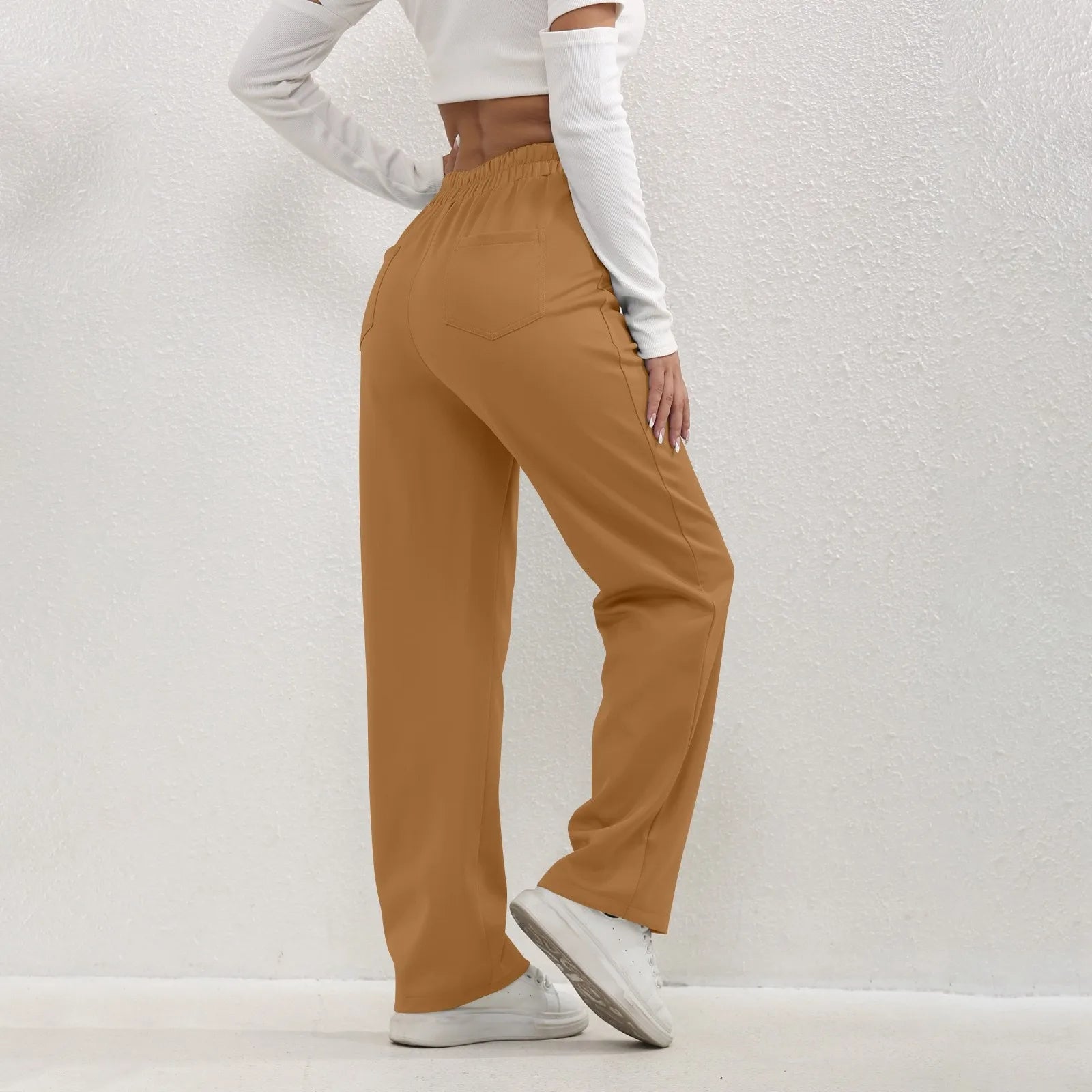 High Waist Straight-Leg Button Trousers