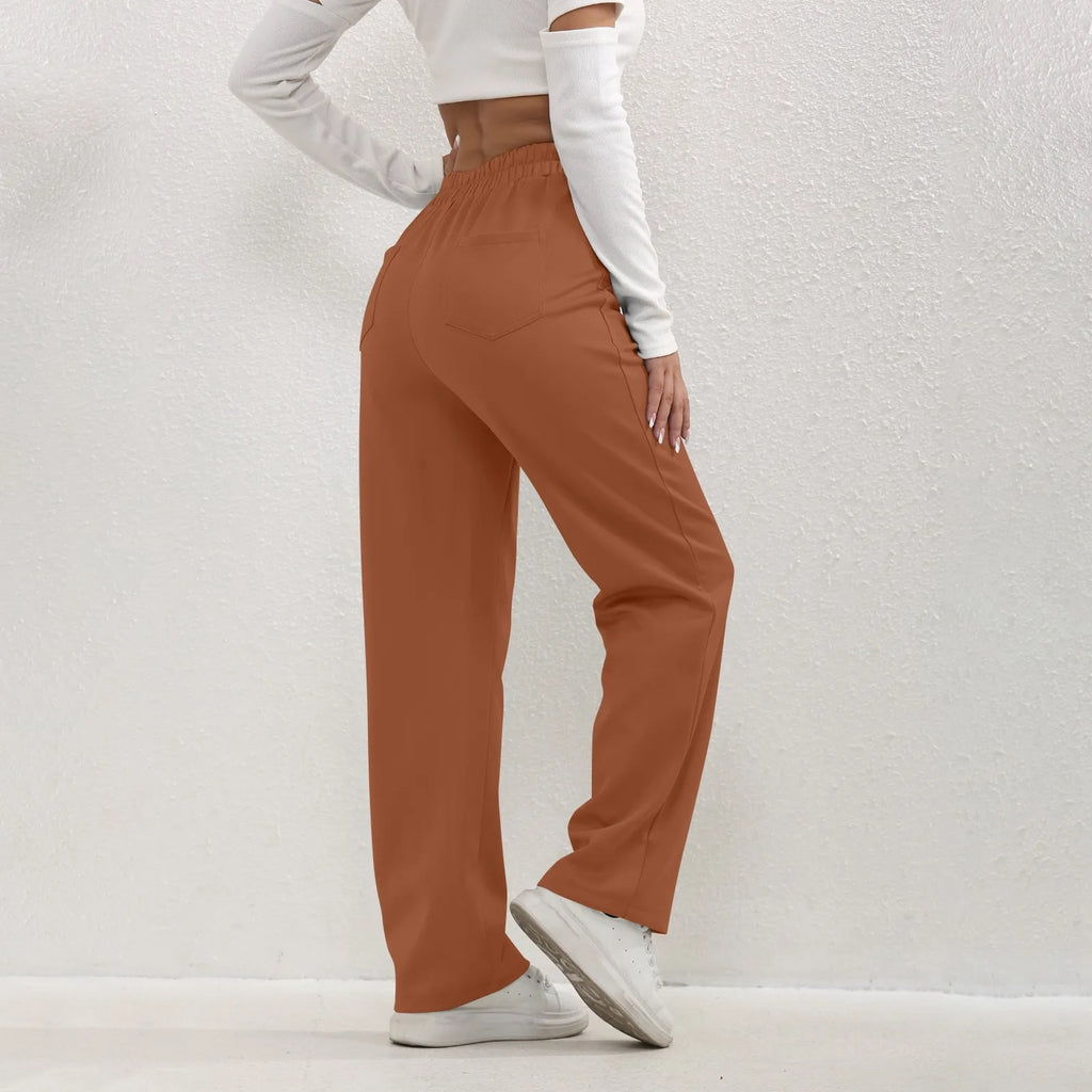 High Waist Straight-Leg Button Trousers