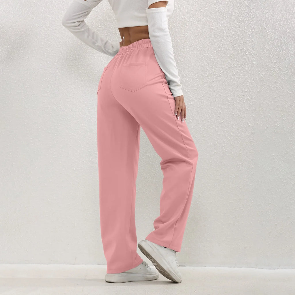High Waist Straight-Leg Button Trousers