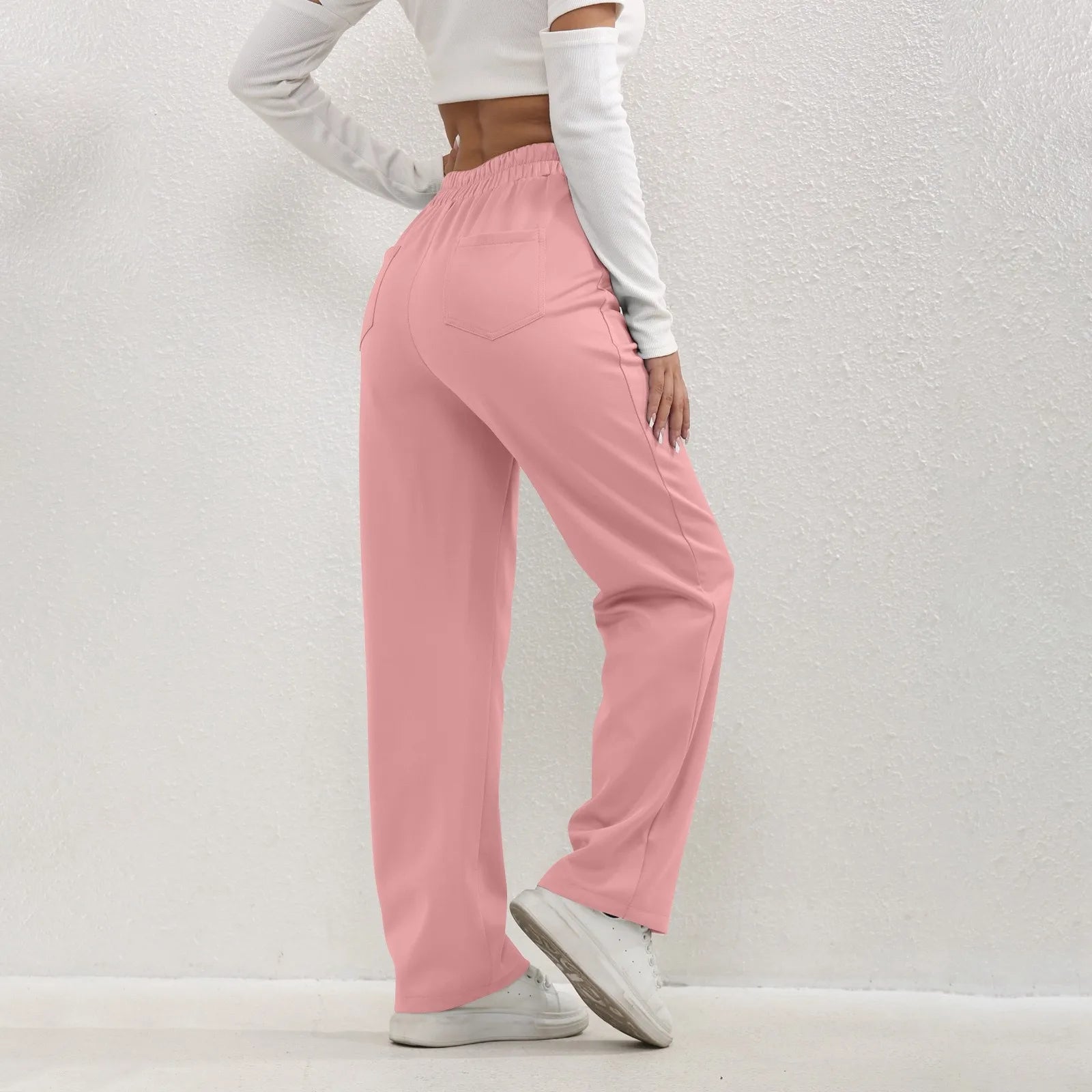 High Waist Straight-Leg Button Trousers