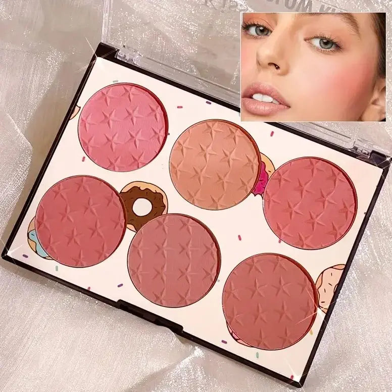 6-Colour Matte Blush Palette – High Pigment, Long-Lasting Natural Finish