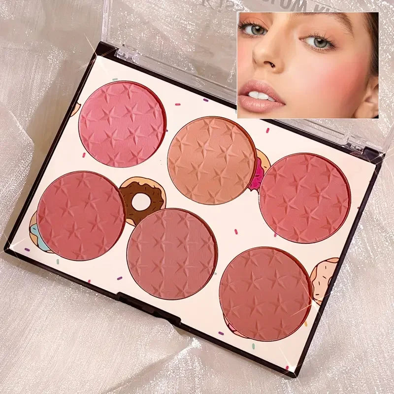 6-Colour Matte Blush Palette – High Pigment, Long-Lasting Natural Finish