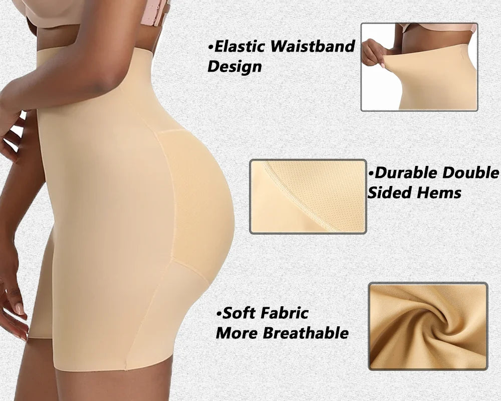High-Waist Padded Butt-Lifter Shapewear Shorts – Women’s Slimming Body Shaper