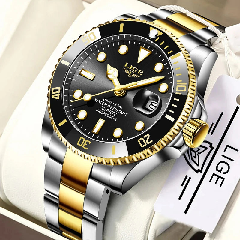 Men’s Luxury Diver Watch – Waterproof Steel Quartz Watch