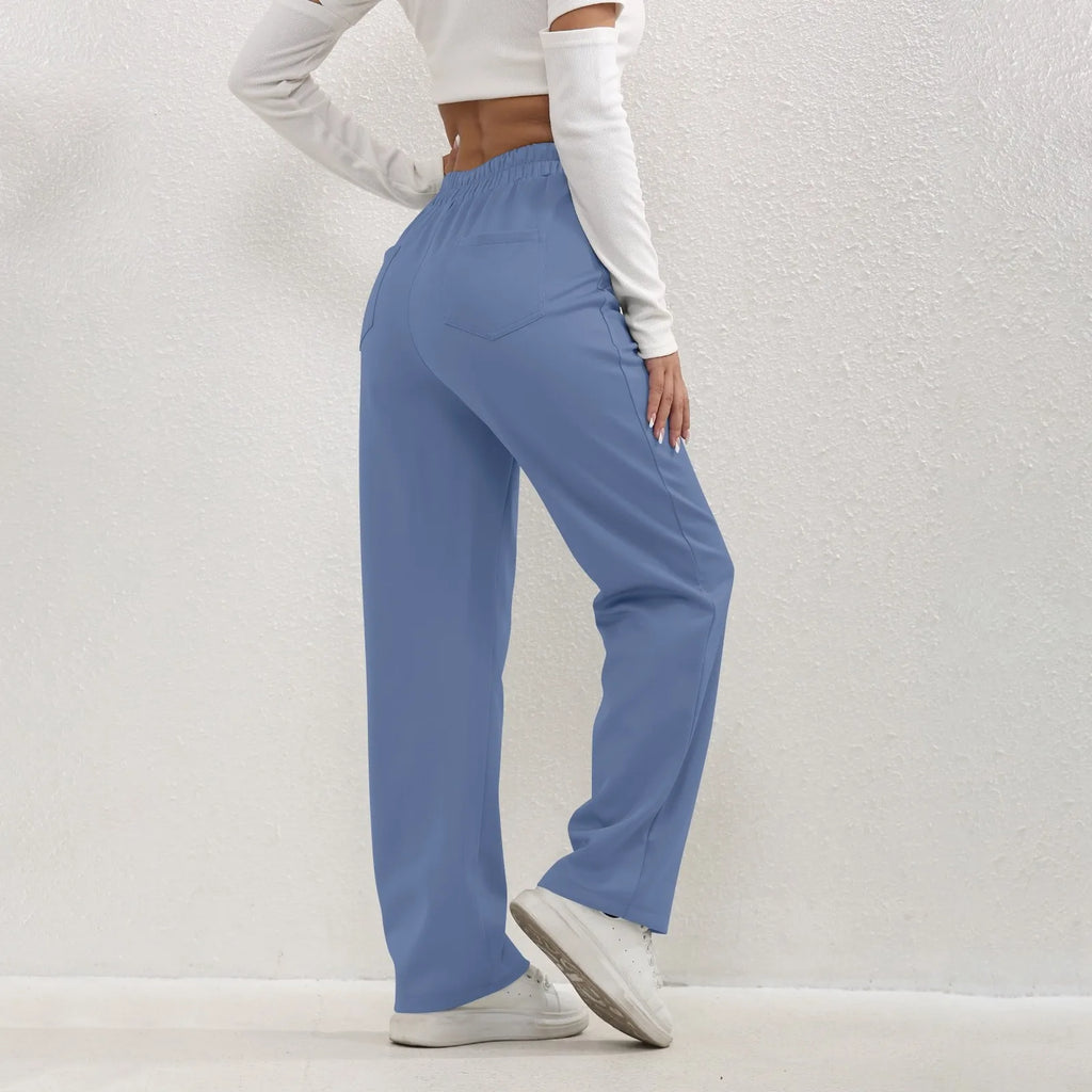 High Waist Straight-Leg Button Trousers