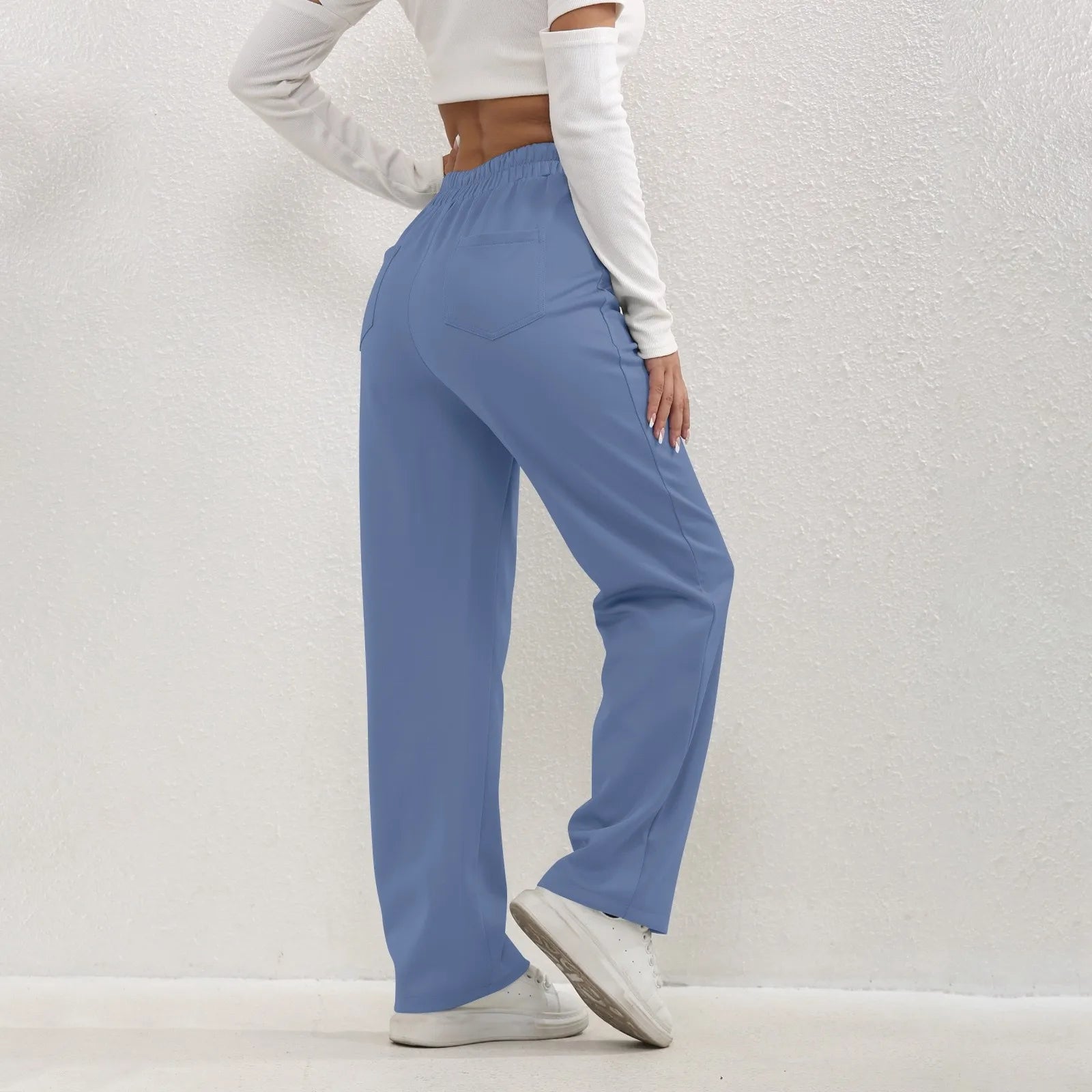 High Waist Straight-Leg Button Trousers